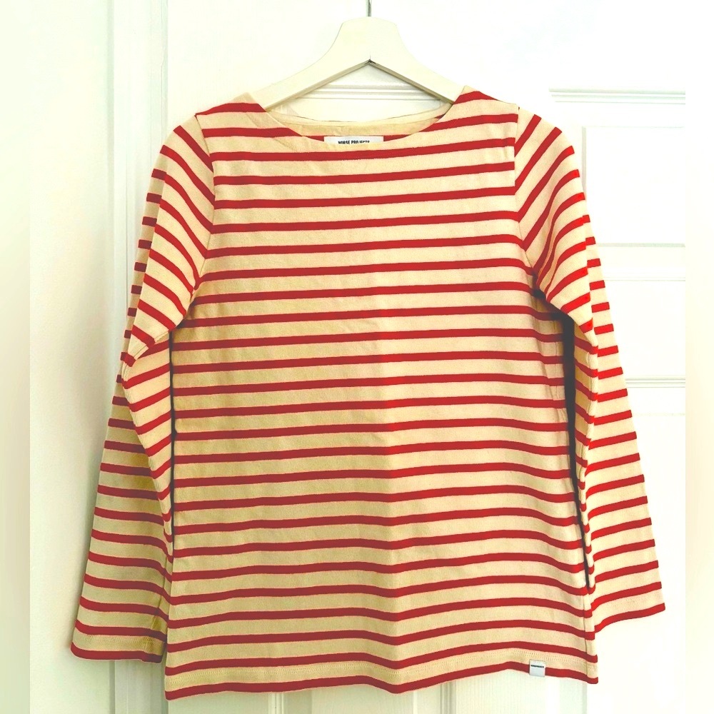 Norse Projects Women’s Nautical Shirt Orange Stripe (Small)